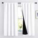 NICETOWN White 100% Blackout Curtains, 2 Thick Layers Completely Blackout Rod Pocket Thermal Insulated Drapes for Kitchen/Bedroom (1 Pair, 52 inches Width x 63 inches Length Each Panel)