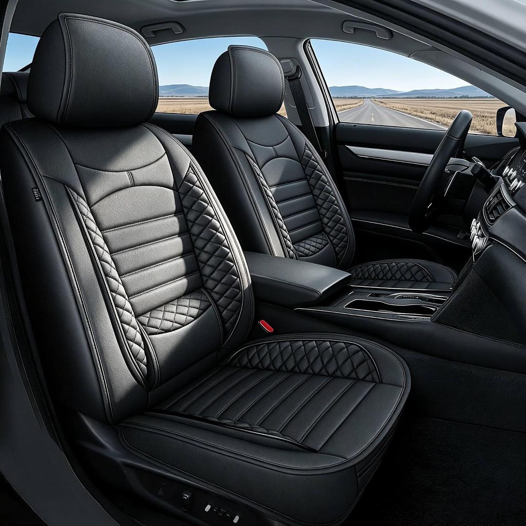 Custom for Honda Accord Seat Covers LX/Sport/EX-L 2018-2021 2022 Car Seat Covers Full Set Faux Leather Car Seat Cushion Protector (Black, 5 Seats)