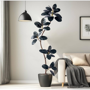 6ft Artificial Rubber Tree Faux Plants Indoor Faux Floor Artificial Trees Indoor,Fake Plant Fake Tropical Plants,Large Floor,Real Touch Rubber Tree for Home Decor