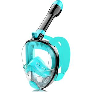 Full Face Snorkel Mask for Adults Teen, Snorkeling Gear with Detachable Camera Mount, Panoramic 180 View, Anti-Fog Anti-Leak Snorkling Set for Man and Women (Black Green-L/XL)