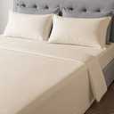 Lightweight 4 Piece Bed Sheet Set Full Size - Cooling Sheets for Hot Sleepers - Soft Breathable Bedding Set w/ 8-16 Inch Deep Pockets - 1 Flat & 1 Fitted & 2 Pillowcases - Wrinkle Resistant - Wheat