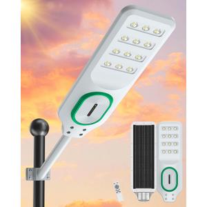 AIKVSXER L-10000W Solar Street Lights Outdoor Waterproof, Bright Heavy Duty Dusk to Dawn Parking Lot Lights, Large LED Street Light Solar Powered with Motion Sensor for Outside,Yard,Driveway, 1 Pack (White)