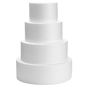 Juvale Set of 4 Round Foam Cake Dummies in Varying Sizes for 16" Tall Fake Wedding Cake (6, 8, 10, and 12 in)