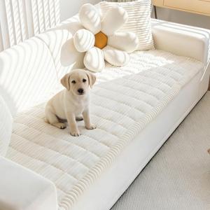 Mivnue Pet Couch Cover, Couch Covers for Dogs, Washable Dog Sofa Covers Couch Protector, Fuzzy Non Slip Couch Slipcover Pet Friendly (27.6" x 82.7", White)