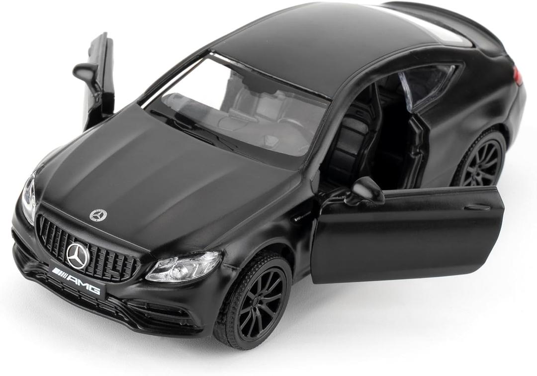 1:36 Benz C63 S AMG Car Model, Diecast Pull Back Model Toy Car, Doors Open, Collection Kids Toy for Aged 3 and up, Gift Black