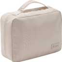 Travel Makeup Bag for Women Men, Large Capacity Hanging Toiletry Bag, Cosmetic Bag for Essentials Traveling Accessories(Beige)