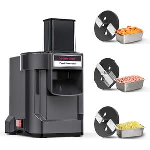 3 in 1 Electric Food Processor Vegetable Dicer Chopper Multifuntional Potato Cutter Onion Slicer with 3 Stainless Steel Blades for Commercial & Home Use