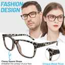 4 Pack Reading Glasses with Spring Hinges, Rectangle Readers for Women Men, Grey Tortoise*4, 2.0 x