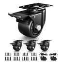 3 Inch Heavy Duty Casters Set of 4, Load 4400lbs, Locking Swivel Plate Industrial Casters with Double Ball Bearings, Low Gravity Center Castor Wheels for Furniture, Workbench, Equipment
