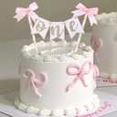Pink Bow Ribbon Cake Topper - Bow Birthday Cake Topper,Coquette Themed Party Supplies,She's Tying The Knot,Bow 1st Birthday Cake Smash