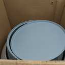 Keter Urban Knit Pouf Ottoman Set of 3 with Storage Table for Patio and Room Décor - Perfect for Balcony, Deck, and Outdoor Seating, Misty Blue & Taupe