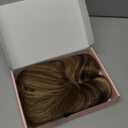 HOOJIH Hair Topper for Women with Thinning Hair 4x2.5inch Base Real Human Hair Topper with Bangs Handmade Invisiable Lace Front Topper - Medium Brown with Blonde Highlights