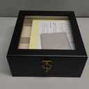 Watch Box, Watch Case for Men Women with Large Glass Lid, Wooden Watch Display Storage Box with 6 - Slots, Charcoal Black 6x2 Mens Watch Box Organizer