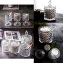 2 Pack Qtip Holder Thick Glass Apothecary Jars with Lid for Bathroom Decor Storage Organizer for Cotton Swabs, Balls, Pads, Floss Picks, Candy, Jewelry, Clear