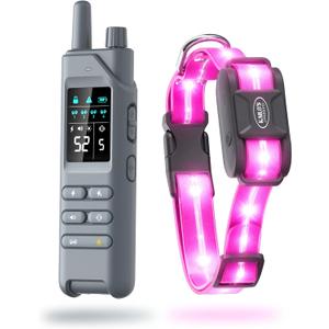 Dog Shock Collar (Updated Version) with 360° LED Lights – 4200FT Dog Training Collar with Remote, IPX8 Waterproof, Beep/Vibration/Safety Shock Modes, Rechargeable E-Collar for Dogs