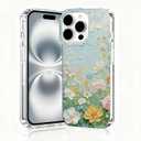 for iPhone 16 Pro Max Case, Floral Clear Cases for iPhone 16 Pro Max, Cute Floral Pattern Flower Design, Scratch Resistant Shockproof Cover, Aesthetic Phone CoverB137