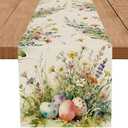 Easter Table Runner Flowers Eggs Runners Table Decorations Holiday Spring Kitchen Dining Home Party Supply 13x72 Inch
