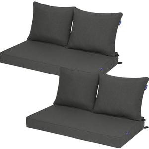 Outdoor Loveseat Cushion Set Patio Deep Seat Cushion for Outdoor Furniture Water Repellent 44'' x 24'' Patio Cushion Set for Couch, Bench and Swing, Fade Resistant (Pure Dark Grey, 2 Sets)