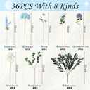Suncalla 36 Pcs Blue Artificial Flowers Bouquet Set 8 Kind Faux Delphinium Rose Peony Chrysanthemum Hydrangea Baby's Breath Florals with Greenery Long Stem for Wedding Table Centerpiece Vase Decor