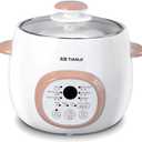 Electric Stew Pot, Ceramic Soup Porridge Cooker, Slow Cookers with Lid, 1L, White