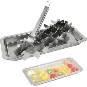 1pack 18 Slot Stainless Steel Ice Cube Trays Vintage Inspired Design Metal Ice Cube Trays with Removable Easy Release Handle for Bars Kitchens for Food Juice Dishwasher Safe