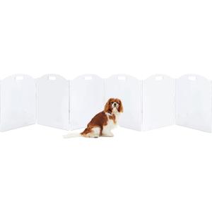 Dog Gate for The House, Clear Acrylic Pet Gate for Dogs, Freestanding Dog Gates for Doorways, Folding Free Standing Puppy Doggy Cat Fence for Inside, Dog Barriers for Home 6 Panel (6 Panel - 120''W x 24''H)