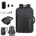 Vacuum-sealed travel computer backpack, Water-Resistant, With vacuum pump, Multiple Compartments, Anti-theft combination lock (jet black)