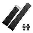 Men Soft Silicone Watch Band Military Strong Rubber Replacement Watch Strap with Stainless Steel Button Folding Table Buckle Waterproof Sport Wristband Black 22mm/24mm