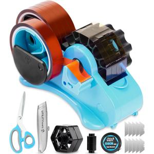 Blue Heat Tape Dispenser Sublimation - Heat Transfer Tape Dispenser with Cutting Tools, 1 '' & 3'' Core, Multi-Roll Cut Tape Dispenser for Crafting, PreCut 1.4'' Pieces