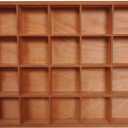 1 Pc 13.4''x10.6''x2'' Wooden Storage Divider Box Showcase Display Box Organization Tray Display Holder with 20 Compartments for Home Craft Office Kitchen Storage (Vintage Color)