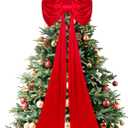 Christmas Tree Topper Bow, 59.06x19.69 Inch Giant Bow with Long Streamers, Red Bows Christmas Decorations for Xmas Tree Holiday Party Wedding Arch(Satin)