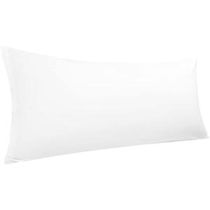 PiccoCasa 100% Egyptian Cotton Pillowcase Body Pillow Cover, 300 Thread Count Soft and Breathable, No Wrinkle, No-Fade, with Zippered Closure Pillowcases Covers White 20" W x 48" L