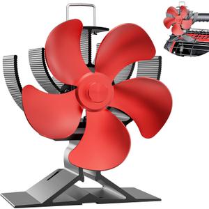 Easywave Wood Stove Fan Non Electric: Heat Powered Fireplace Fan with Slot & Spring Fixed on Propane Heater, Thermoelectric Thermal Fan for Wood Burning Stove/Pellet/Log Burner/Buddy Heater