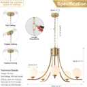 Glass Globe Chandelier,Gold Farmhouse Chandeliers for Dining Room,Modern Sputnik Dining Room Light FixturesAdjustable Chain Ceiling Lighting for Living Room Bedroom Kitchen Island