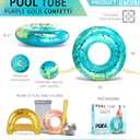 POZA Inflatable Pool Float Tube Sparkly Confetti Swim Ring, Heavy Duty UV Resistant Inflatable Tube Pool Float for Kids & Adults Multiple Colors & Sizes Beach, Lake & Pool Party Float
