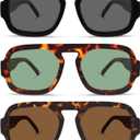 YDAOWKN Retro Square Aviator Sunglasses for Women Men Trendy Flat Top Sun Glasses UV Protection Vintage Shades