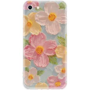 Cute Case for iPhone 7/8, Colorful Retro Oil Painting Printed Flowers iPhone SE 2020/2022 Case, Aesthetic Floral Pattern Soft TPU Shockproof Protective Cover for Girls Women