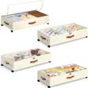 Yecaye Under Bed Storage with Wheels, 4 Pack Under Bed Storage Containers with Adjustable Dividers & Clear Window, Rolling Underbed Organizer Bins Drawers for Clothes, Shoes, Blankets, Beige