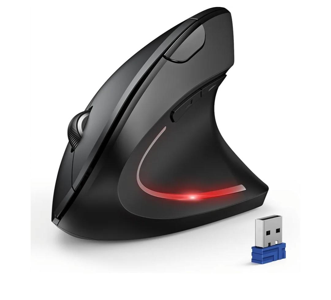 TECKNET Ergonomic Mouse, Wireless Bluetooth Vertical Mouse, 4800 DPI Optical Tracking, 6 Adjustable DPI, Quiet Clicks, 2.4GHz with USB A Receiver, 12 Months Battery, 6 Buttons, Wide Compatibility