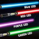 4 Pack Light up Sword Saber with FX Sound (on-Off Control) and Full Retractable Handle, 4 Colors LED Glow in The Dark Toy for Kids Adult