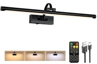 Tassuowell Wireless Picture Lights for Wall Rechargeable, Battery Operated Art Light for Paintings, 3CCT Dimmable, 15.7" Brass Finish with Remote, Rotatable Gallery Light for Pictures Display