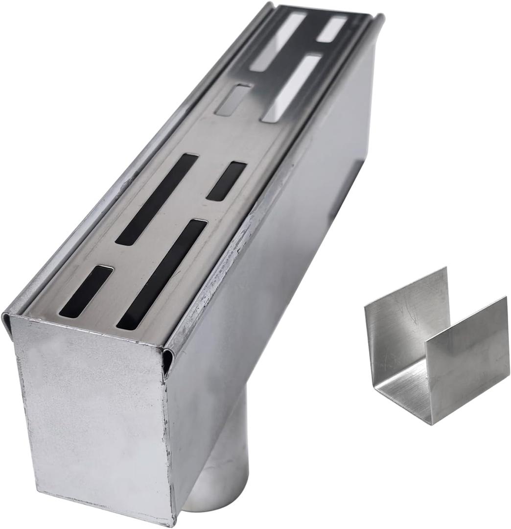 Pool Deck Drain Channel Accessories, End Cap with 1-1/4" Diameter Round Pipe Bottom Outlet & 1 Connectors for 1-11/16" Wide SXSJMY Pool Drains/Mini Water Drainage Channel