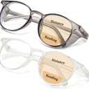 Outray 2 Pack Blue Light Reading Glasses Bifocal Safety Glasses with Readers Side Shields Anti-Saliva for Women Men (Transparent+grey)
