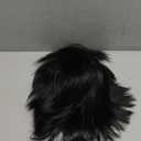 BESTBEL+Hair Cap Short Black Wigs Black Layered Wig with Bangs Dark Spiky Wigs for Men Anime Cosplay Wig for Christmas Halloween Costume Role Playing Party Short Synthetic Hair Outfits