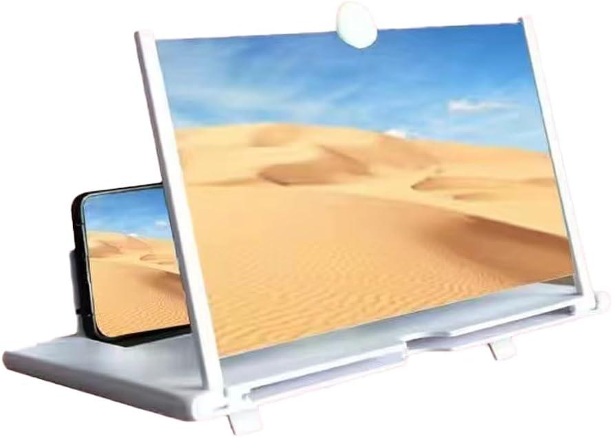 10-inch Phone Screen Magnifier, One-Click Screen Mirroring, Foldable Phone Stand + Screen Amplifier | Supports All Smartphones, Magnifies Images for Greater Clarity (White)
