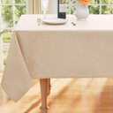 Smiry Rectangle Faux Champagne Table Cloth, Waterproof Burlap Fabric Tablecloth, Washable Decorative Farmhouse Table Covers for Kitchen, Dining, Parties, 60x120, Champagne