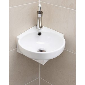Wall Hung Corner Cloakroom Basin 580mm White Ceramic Small Bathroom Sink