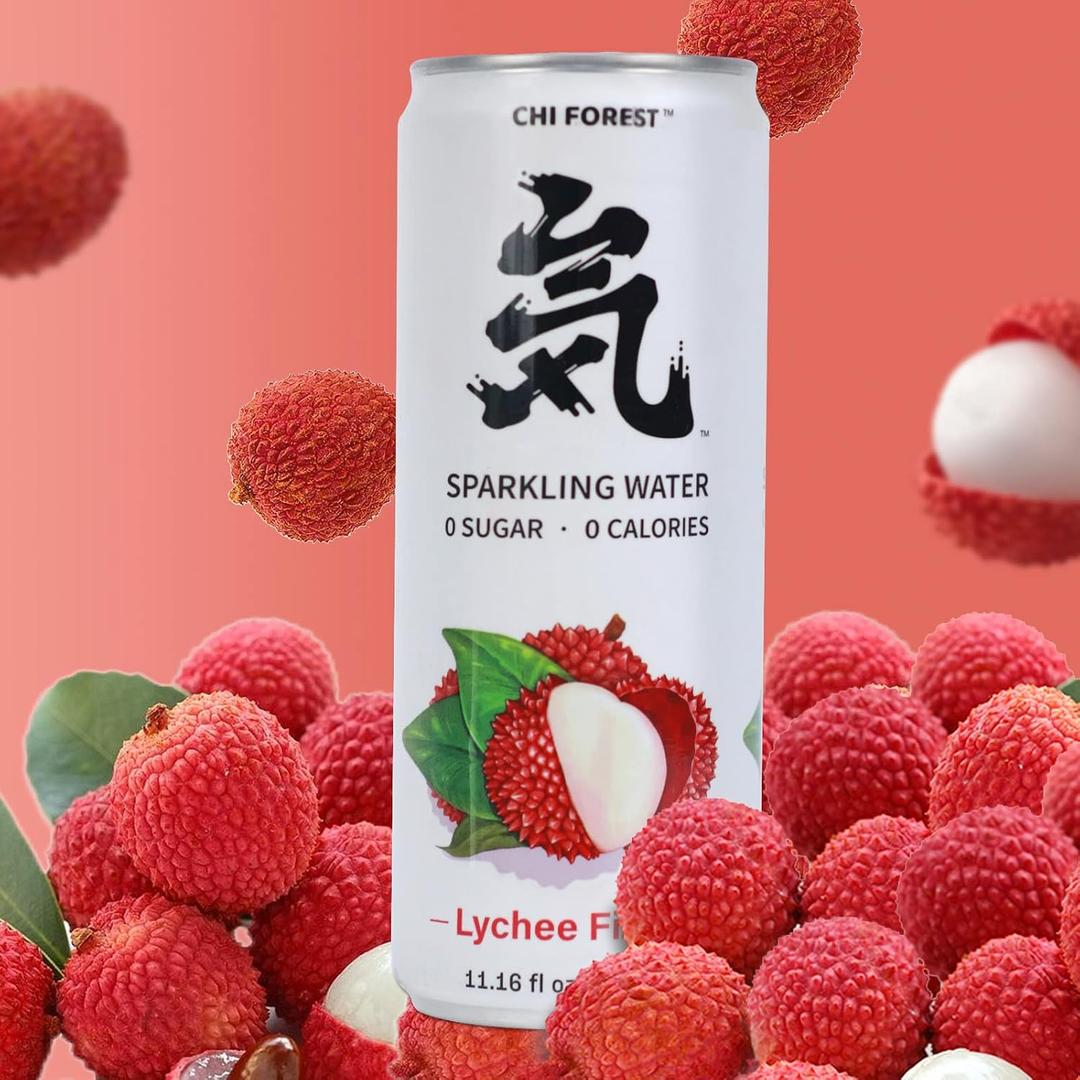 CHI FOREST Lychee Sparkling Water 24 Cans, Flavored SparklingWater, 0 Sugar and 0 Calorie BubblyWater, Refreshing CarbonatedWater, Perfect for Party, Exercise or Work, 11.16 Fl oz, Pack of 24 ( BBD 11/09/26)