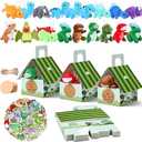 Spakon  Dinosaur Party Favors for Boys Keychains Gift Box House Stickers Adopt a Dinosaur Party Favor for Birthday Supplies