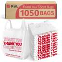 Reli. Plastic Bags Thank You (1050 Count) | White Grocery Bags with Handles | Shopping (Plastic), 1050 Bags of 11.5"x6.5"x21" Size